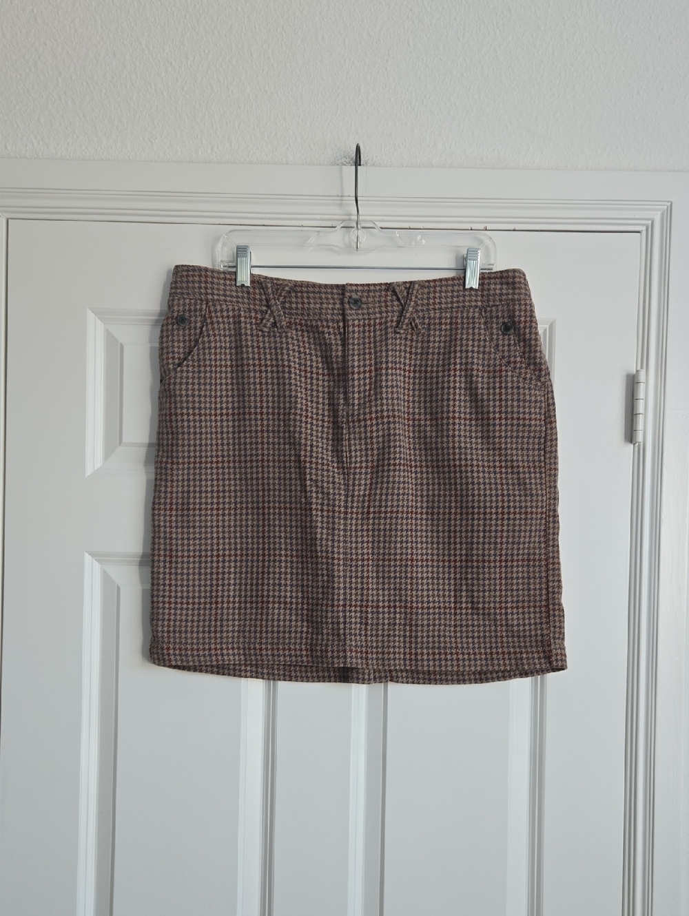 Sonoma Brown Houndstooth Mini Skirt
